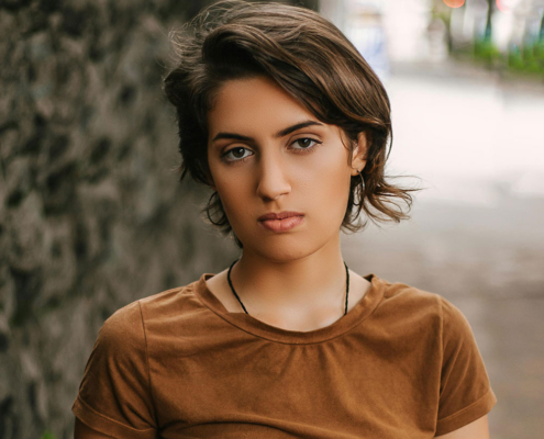 pretty teen girl outside