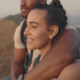 couple hugging outside