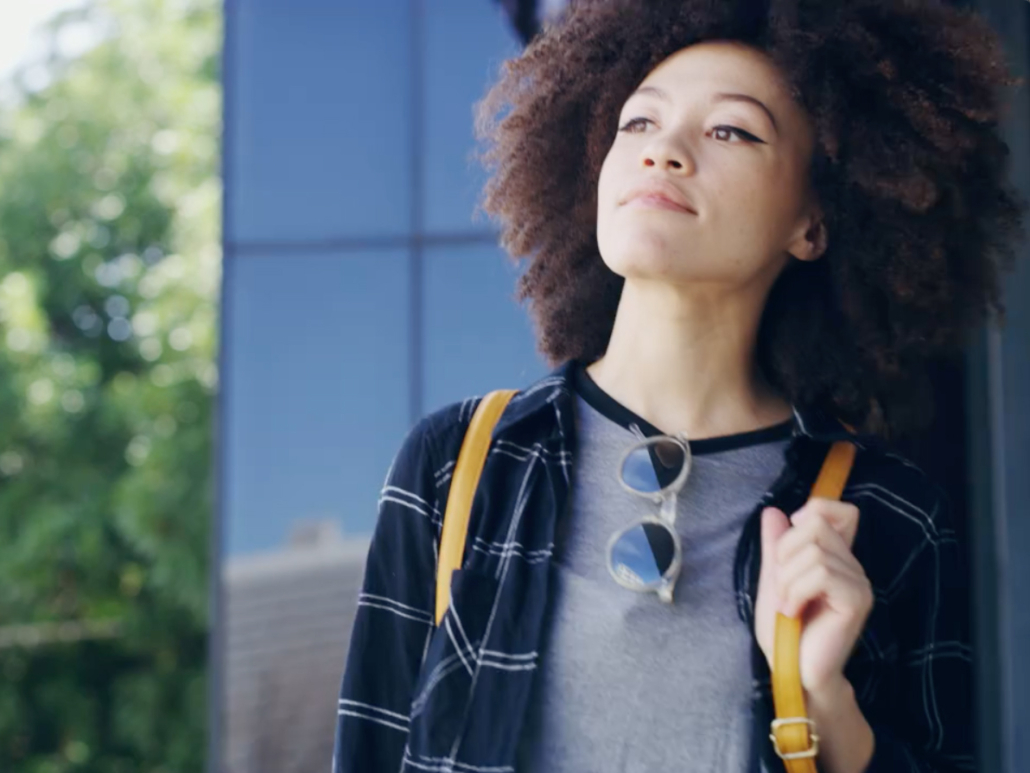 young woman walking