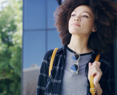 young woman walking